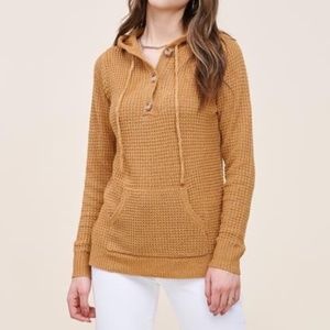 Boutique Waffle Knit Hooded Sweater